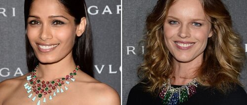 Слева: Фрайда Пинто (Freida Pinto) - Справа: Ева Герцигова (Eva Herzigova)