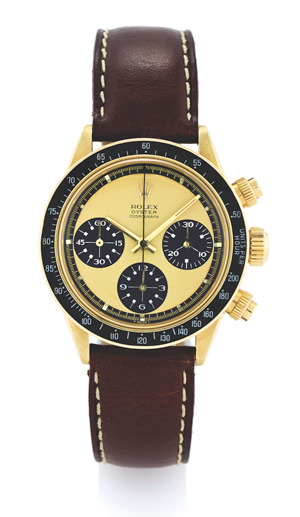 Прототип часов Пола Ньюмана Gold Daytona Ref. 6263 от Rolex с лимонным циферблатом и графикой
