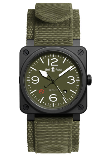 Часы BR03-92 Ceramic Military Type (высокопрочная ткань цвета хаки) от Bell & Ross
