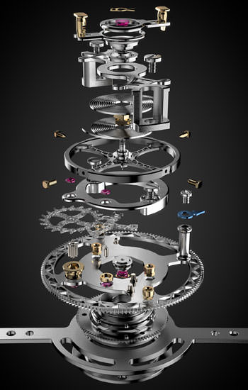 Механизм модели Osmior Tourbillon произведен на часовой мануфактуре в Валле-де-Жу 
