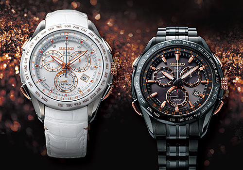 Часы Astron GPS Solar Chronograph от Seiko / слева: SSE021 - справа: SSE019