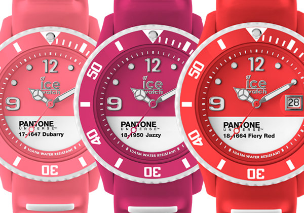 PANTONE UNIVERSETM DUBARRY, JAZZY и FIERY RED от Ice-Watch