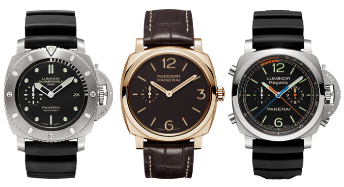 Слева направо: Submersible, Radiomir и Chrono – новые модели Panerai 2013 года