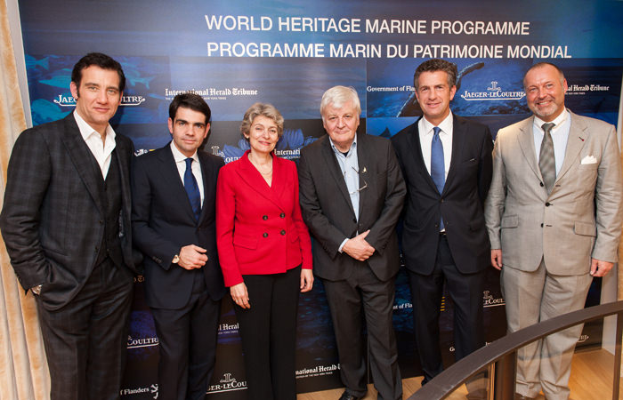 Друг Jaeger-LeCoultre Клайв Оуэн, CEO марки Жером Ламбер, генеральный директор UNESCO Ирина Бокова, французский режиссер Жак Перрен, президент International Herald Tribune Стивен Данбар-Джонсон и представитель Фландрии в UNESCO Ник Вандермайер
