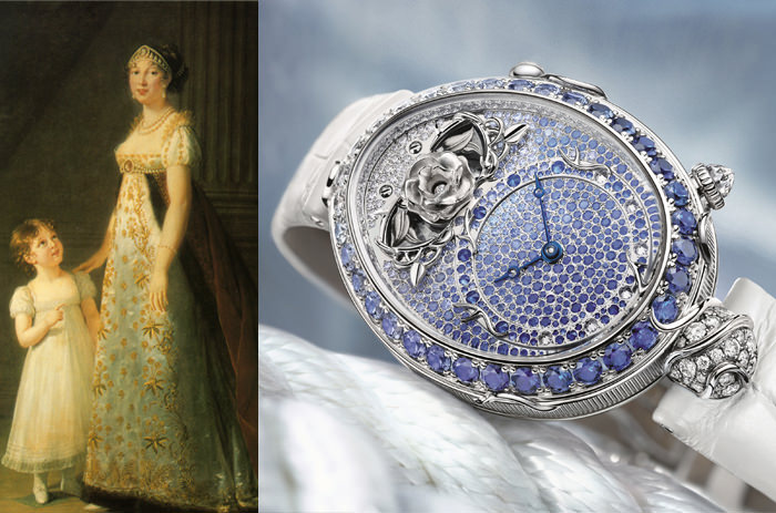 Слева: Каролина Мюрат, королева Неаполя. Справа: Reine de Naples Piece No.8973 от Breguet