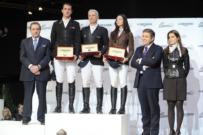 Директор французского подразделения Longines Ален Анри (Alain Henry), вице-президент и директор по международному маркетингу марки Хуан-Карлос Капелли (Juan Carlos Capelli), посол Grand Slam Фернанда Амиюв (Fernanda Ameeuw) с победителями Longines Speed Challenge Грегори Ватле (Бельгия, 2-е место), Роже Ивом Бостом (Франция, 1-е место) и Рид Кесслер (США, 3-е место)