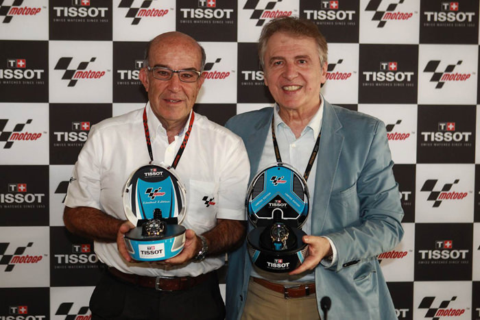 Кармело Эзпелета, Генеральный исполнительный директор Dorna Sports (слева) и Франсуа Тьебо, Президент Tissot