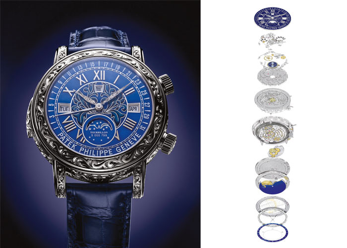 Patek Philippe reference 6002 Sky Moon Tourbillon поражает сложностью механизма и корпуса
