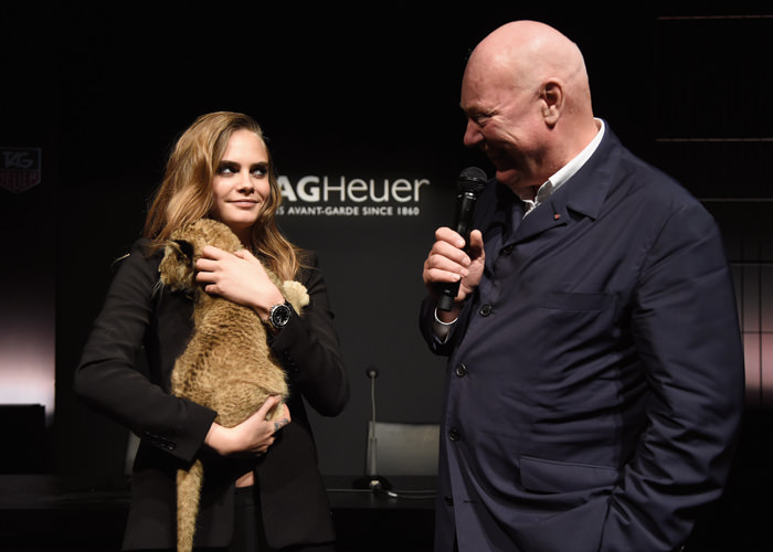 Кара Делевинь и Жан-Клод Бивер, исполнительный директор TAG Heuer