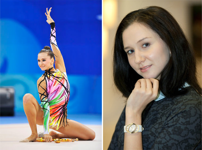 Слева: Любовь Черкашина на Олимпиаде в Пекине/Китай, 2008 – Справа: Любовь Черкашина в часах RSW Loop