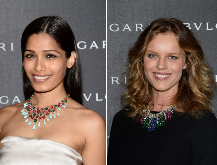 Слева: Фрайда Пинто (Freida Pinto) - Справа: Ева Герцигова (Eva Herzigova)