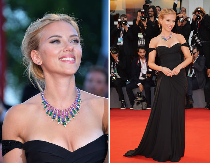 Скарлетт Йоханссон в ожерелье High Jewellery и серьгах Flora от Bulgari
