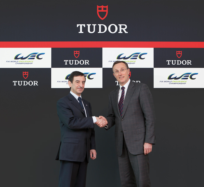 Президент Automobile Club de l'Ouest (ACO) Пьер Филлон (слева) и управляющий директор Montres Tudor SA Филипп Певерелли.
