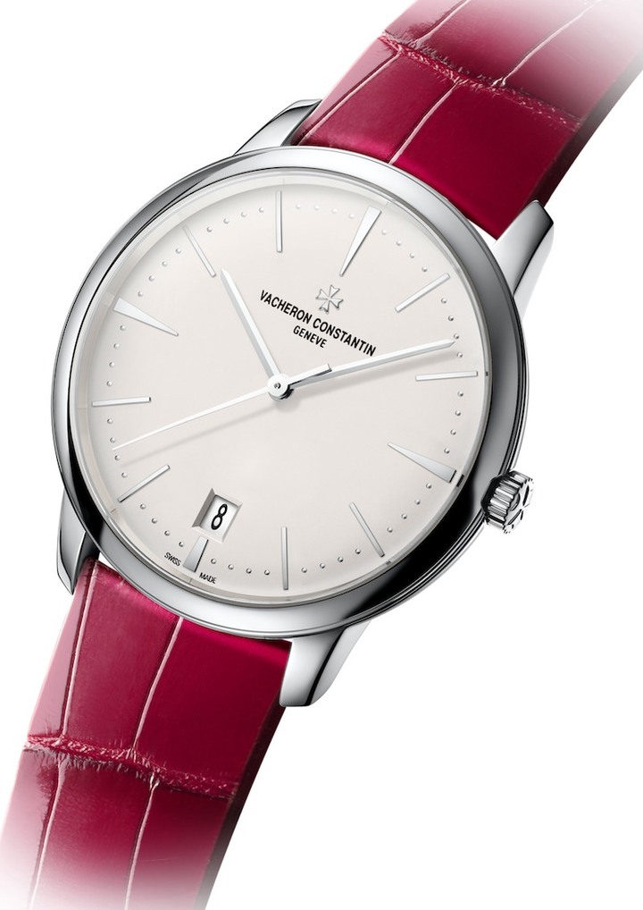 Часы Patrimony с красным ремешком из кожи аллигатора от Vacheron Constantin