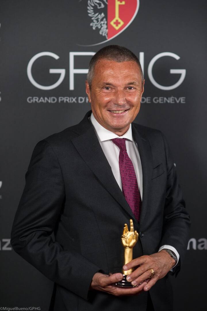 Жан-Кристоф Бабен, генеральный директор Bulgari, на церемонии вручения Гран-при Женевского часового дома 2021 года (GPHG)
