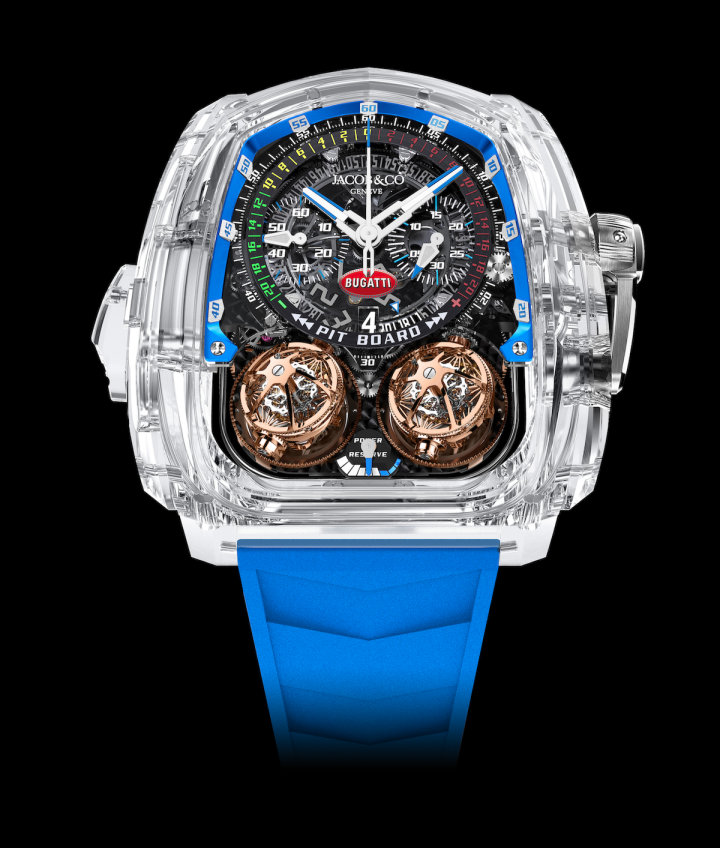 В 2021 году компания Jacob & Co. выпустила новые часы из коллекции Twin Turbo Furious, которые имеют полностью прозрачный корпус из сапфирового стекла и десятичный минутный репетир - впервые в мире высокого часового искусства. К ним относятся часы «Bugatti Blue», посвященные производителю высокопроизводительных спортивных автомобилей.