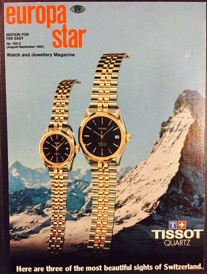 Tissot на обложке журнала Europa Star в 1981 году, эпоха господства кварца